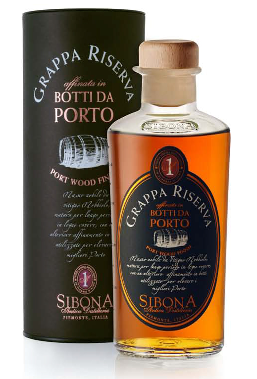 Fles - Grappa - Sibona - Nebbiolo Porto Wood Finish - 0,5l - 44%