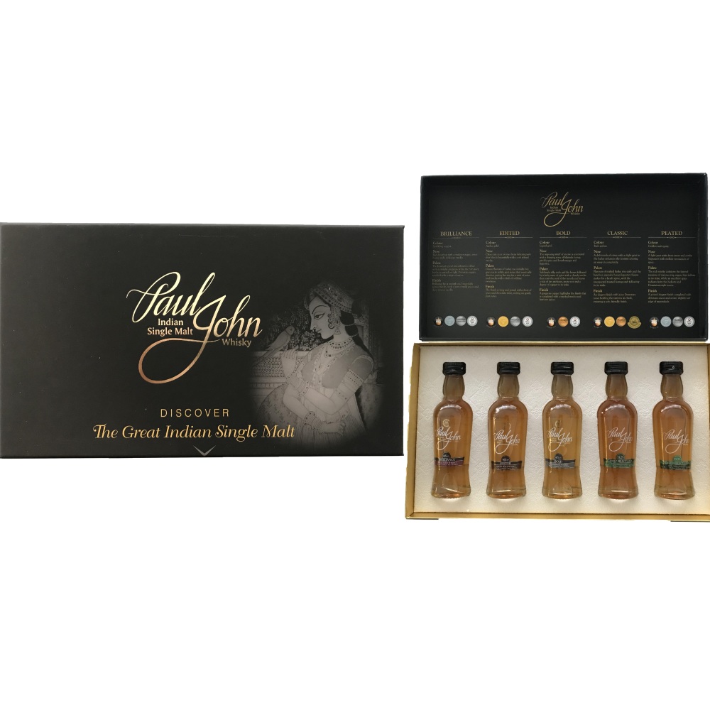 5 pack - Whisky- Paul John - India - Family - 5x0,05l - 49,74%