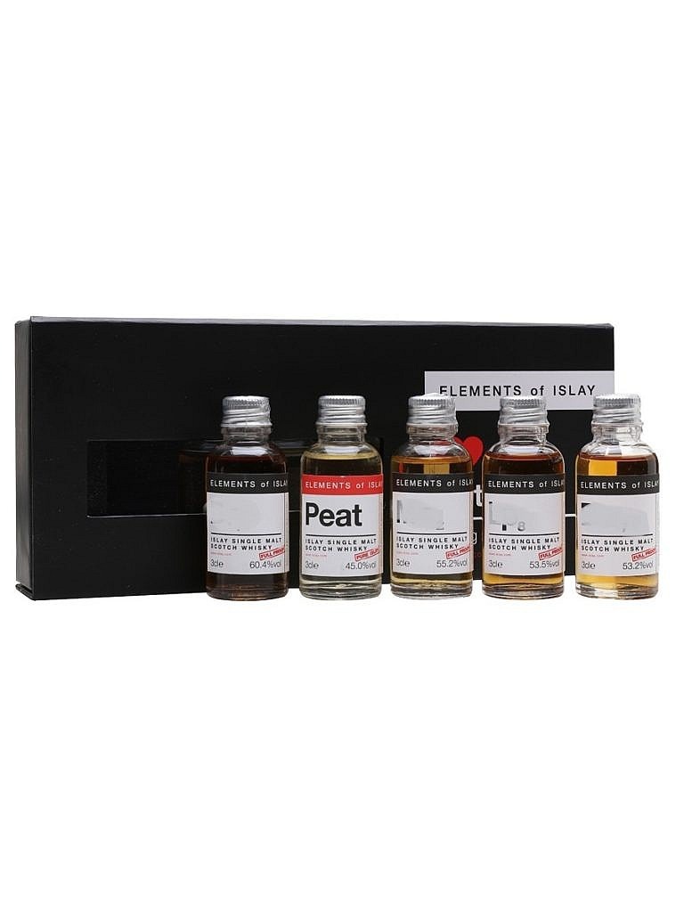 5xFles & Case - Whisky - Elements of Islay - Giftset - 5 x 0,03l - 54,98%
