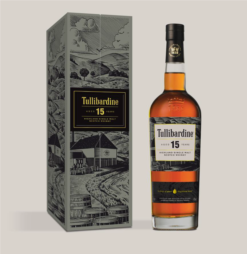 Fles & Case - Whiksy - Tullibardine - 15 yrs Highlands - 43% - 0,7l