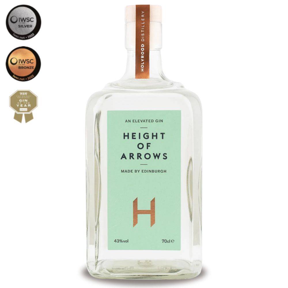 Height of Arrows Gin bottle shot - medailles